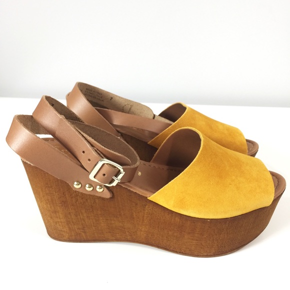 Seychelles forward wedge mustard sandals Sz 7 - Picture 3 of 7